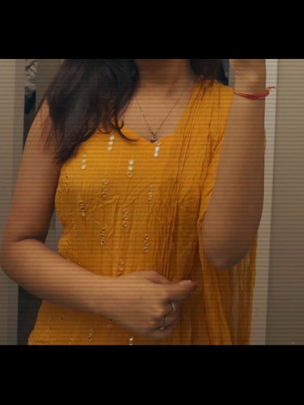 Mustard Yellow Sequin Embellished Ethnic Kurta